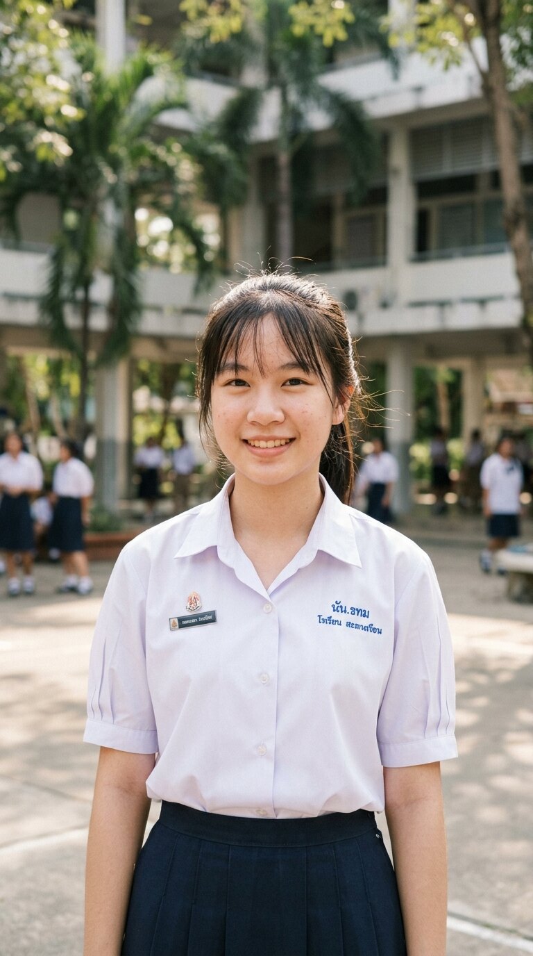 ตัวละครนักเรียนหญิงในชุดนักเรียน ครึ่งตัว